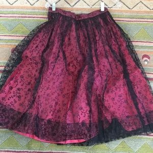 Vintage minty JOE DAVIDSON BLACK LACE PINK CHIFFON